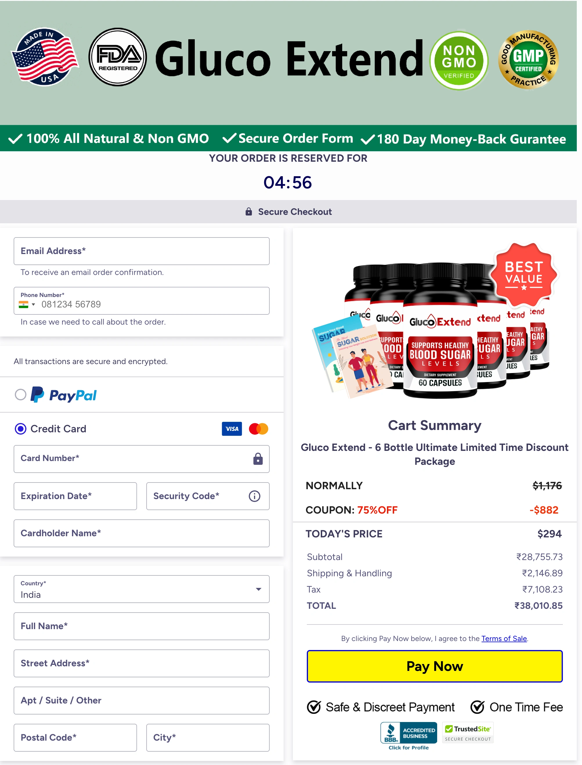 Add Gluco Extend to cart and checkout securely